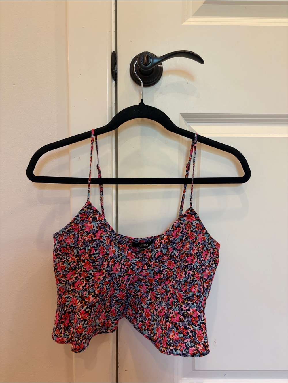 AFRM Pink Multicolor Floral Spaghetti Strap Crop Top